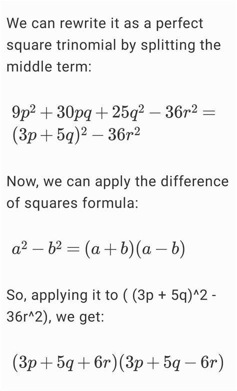 9p^2+30pq+25q^2-36r^2. factorise it - Brainly.in