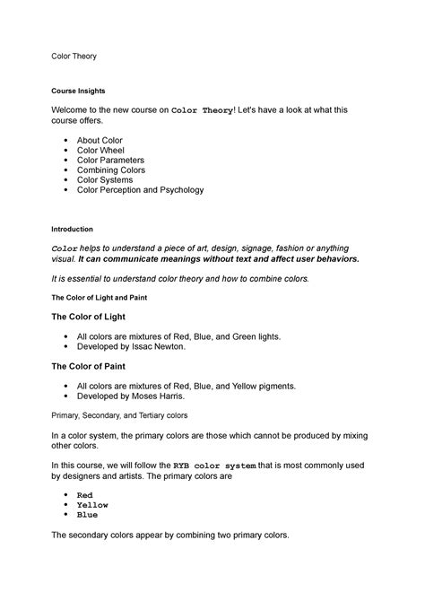 Color Theory - new - Color Theory Course Insights Welcome to the new ...