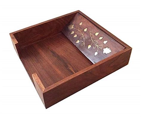 Buy Wood Art Store Sheesham Wood Modern Napkin Holder Paper Napkin ...