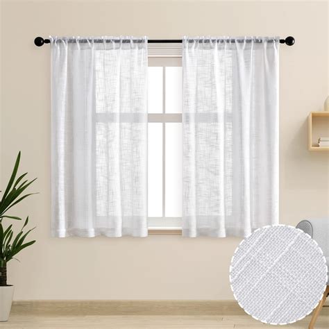 Amazon.com: 54 inch Length Curtains Semi Sheer 2 Panel Set Rod Pocket ...