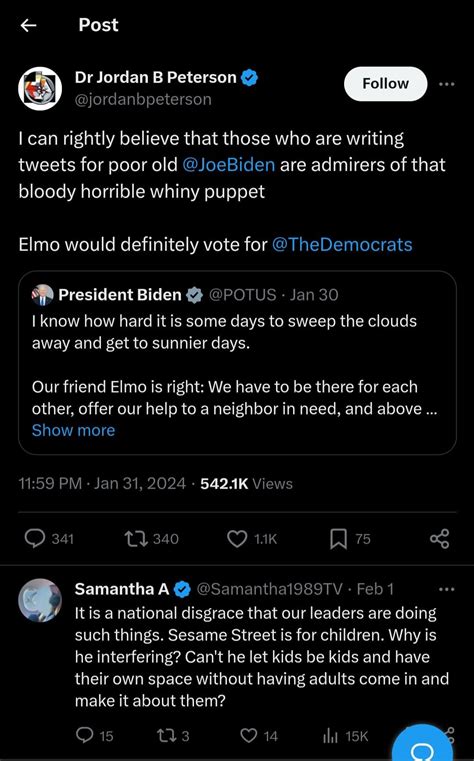 Here is Jordan Peterson's actual tweet regarding the Elmo thing : r ...