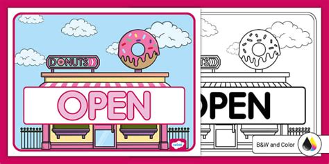 Donut Shop Dramatic Play Open Sign (teacher made) - Twinkl