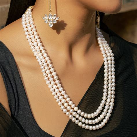 Classic Three String Pearl Necklace – KESYA JAIPUR