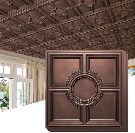 STICKGOO PVC Ceiling Tiles, Antique Copper Decorative Drop Ceiling ...