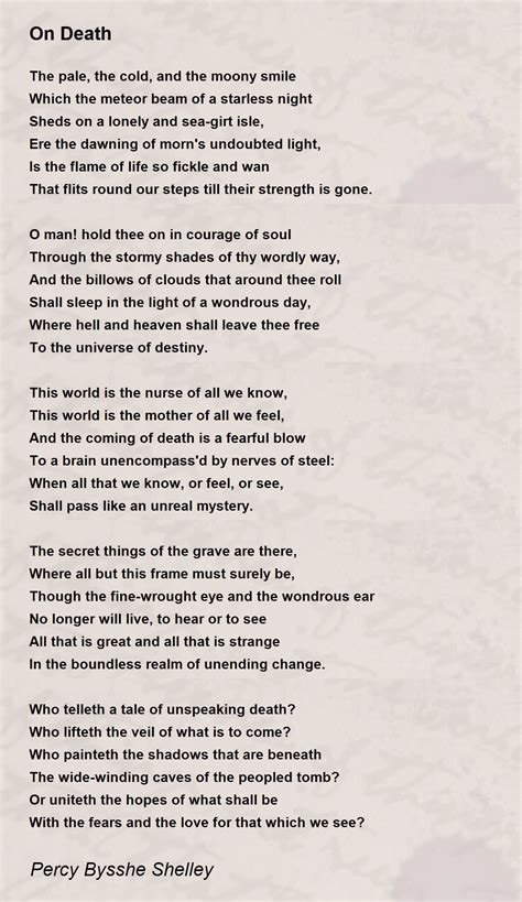 On Death Poem by Percy Bysshe Shelley - Poem Hunter
