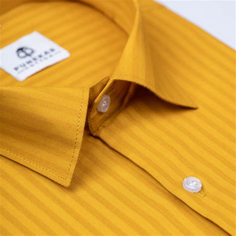 Mustard yellow Color vertical Cotton stripe Shirt For Men – Punekar Cotton