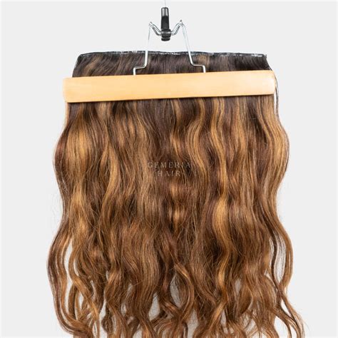 Seamless 1 Piece Golden Brown Balayage Clip-In Hair Volumizer - Gemeria ...