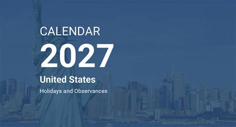 Year 2027 Calendar - United States