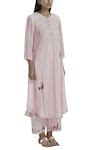 Buy Pink Chanderi Silk Round Kurta With Culottes For Women by Desert ...