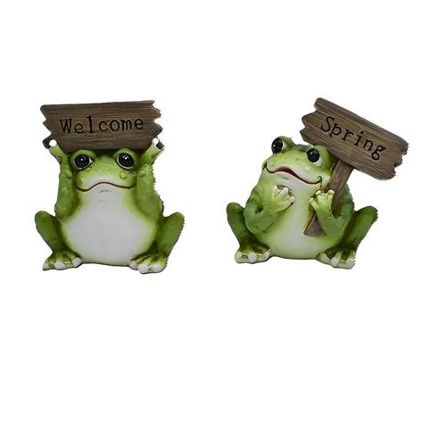 FC Design 2-PC Set 4"H Frog Couple with Signs Figurine Decoration Home ...