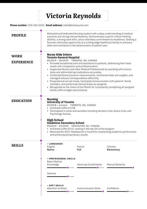 Nursing Student Resume Example | Kickresume