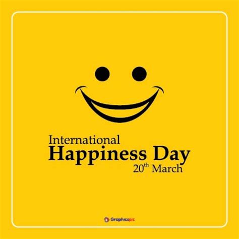 International happiness day vector design yellow background with smile ...