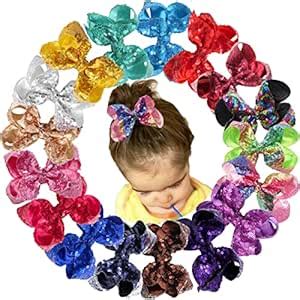 Buy 18PCS Baby Girls 4Inch Hair Bows Sparkly Glitter Sequin Bows With ...