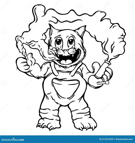 Cat Cute High Smoking Marijuana Pot Stock Vector - Illustration of ...