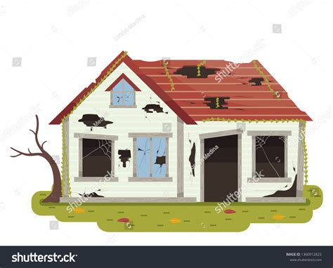 Destroyed House Vector Clipart