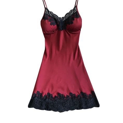 snilers Nightgown for Women Spaghetti Strap Built-in Bra Padded ...