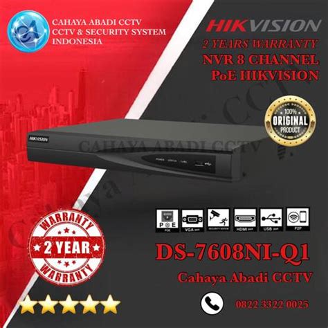 Jual NVR HIKVISION 8CH DS-7608NI-Q1 / NVR HIKVISION 8 CHANNEL NON POE ...