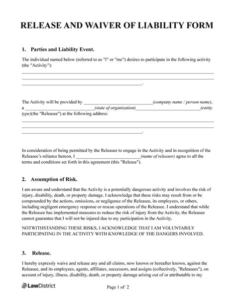 Property Liability Waiver Template