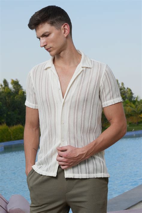 Men Adrian Crotchet Shirt Off White – FYVA