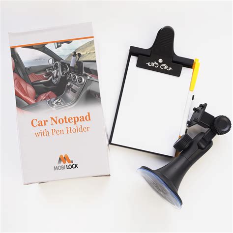 Car Clip Board, Dashboard Memo Pad with Pen Holder & Pad Mount - Universal Suction Cup, Flexible ...