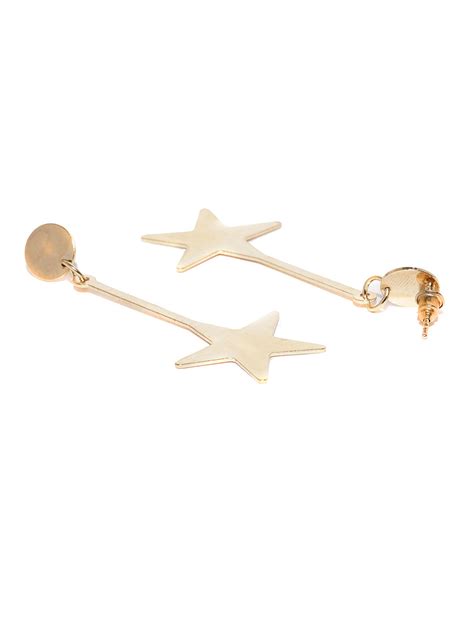 Buy Toniq Gold-Toned Star Drop Earrings Online