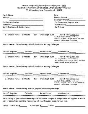 Fillable Online Incarnation Parish Religious Education Fax Email Print ...