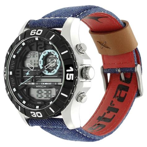 Buy Online Fastrack Denim Quartz Analog Digital Blue Dial Denim Strap ...