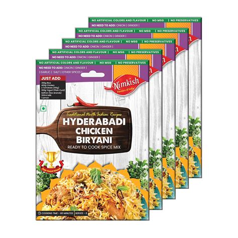 Nimkish Hyderabadi Chicken Biryani Masala Pack of 5 (40g each) | Ready ...