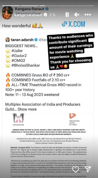 Kangana Ranaut, Arjun Kapoor Celebrate As Gadar 2, OMG 2 Helps Indian ...