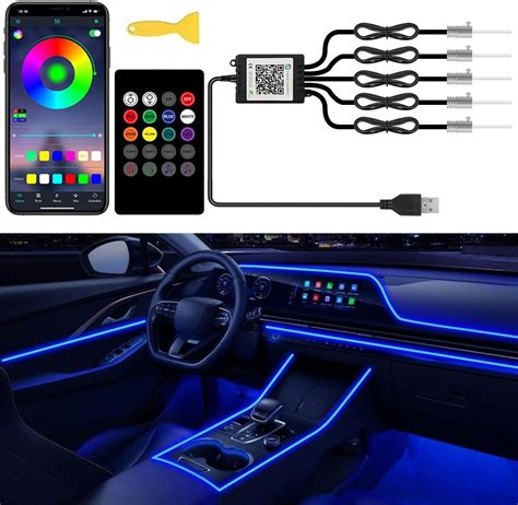 Amazon.com: Interior Car Lights with Wireless APP and Remote Control, 5 ...