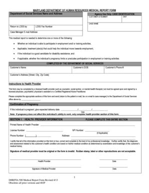 13-12A Medical Report Form DHR-FIA 500 - Dhr Maryland - Fill and Sign ...