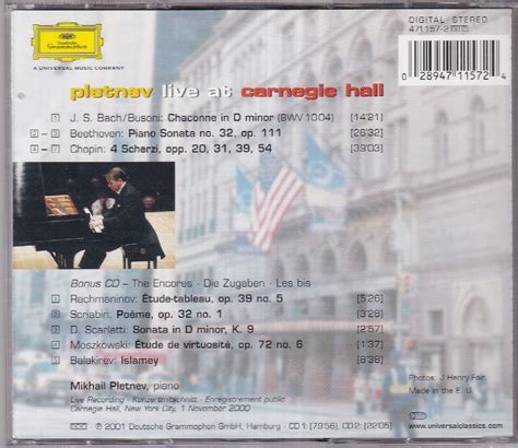 Yahoo!オークション - DG プレトニョフ(P) 「LIVE at カーネギー・ホー...