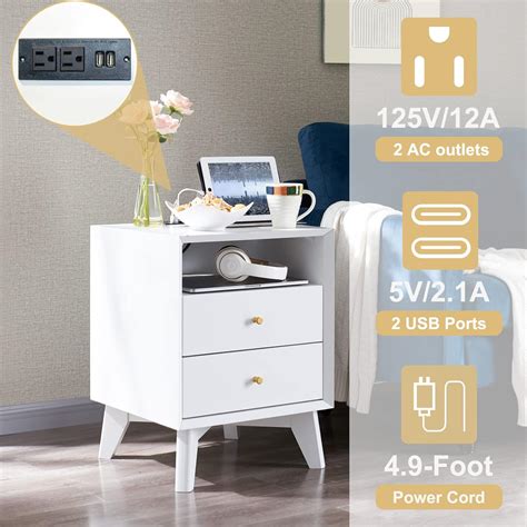 T4TREAM Nightstand with Charging Station, Modern End India | Ubuy