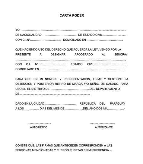 ¿Qué debe contener una carta poder notarial?