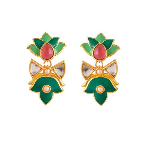Buy Voylla Forever More Enamelled Pink Stone Earrings at Amazon.in