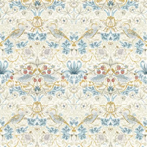 William Morris Strawberry Thief Wallpaper - Linen / Plum - Curtains At Home