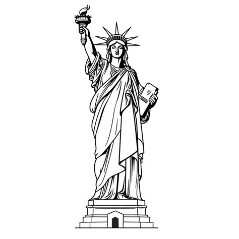 Premium Photo | Outline drawing ofstatue of liberty to color