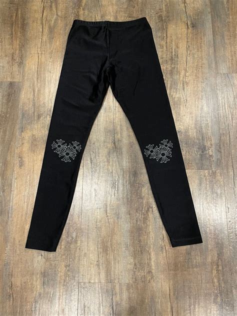 Chrome Hearts RARE Chrome Hearts Triple Cross Logo Black Leggings Pants ...