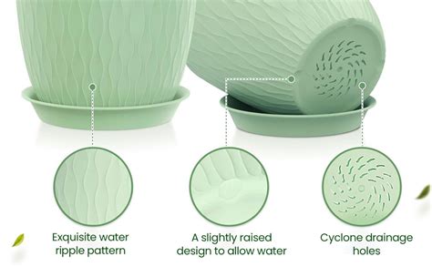 StyleX Store Plastic Round Flower Pots with Drainage Hole Saucers ...