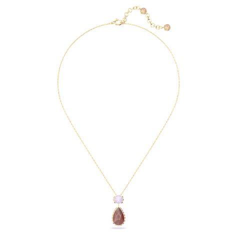 Chroma necklace, Drop cut, Small, Multicolored, Gold-tone plated ...