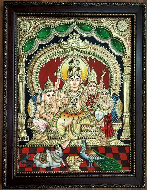 Shiva Family Tanjore Paintings | Buy Lord Shiva Parivar Paintings ...