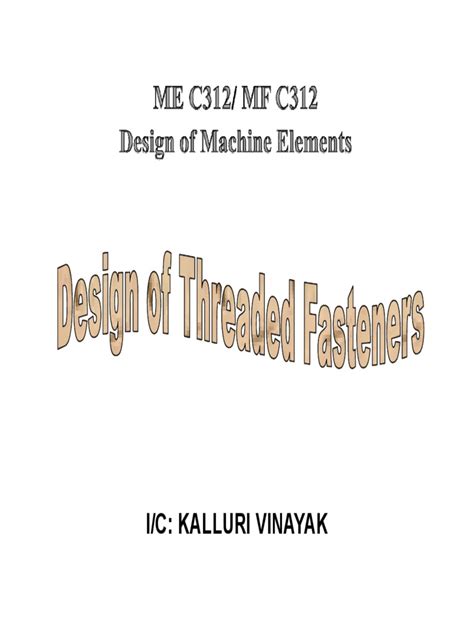 Design of Threaded Fasteners | PDF | Screw | Nut (Hardware)