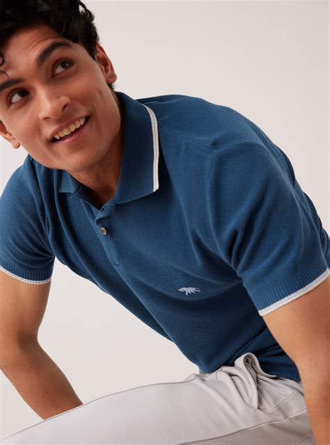 Buy Pacific Blue Tipping Polo | Casual Blue Solids Polos for Men Online ...
