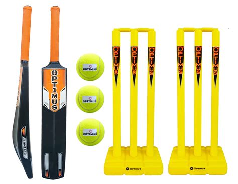 Buy Optimus® Cricket Kit Combo Set - 1 Plastic Bat 9 No. - 15 Yrs ...