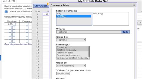 Image result for Frequency Distribution StatCrunch