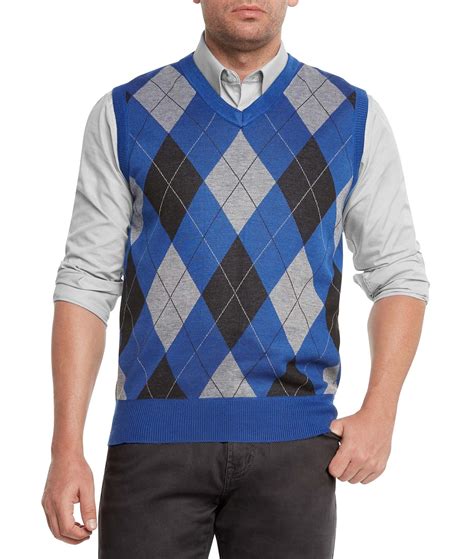 True Rock Men's Argyle V-Neck Sweater Vest (Royal/Blk/Gray, X-Large ...