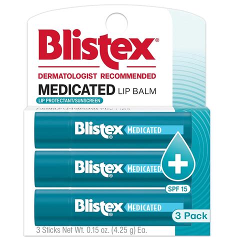 Buy Blistex Medicated Lip Balm Spf 15, 3 Count,Multi Online at Low ...