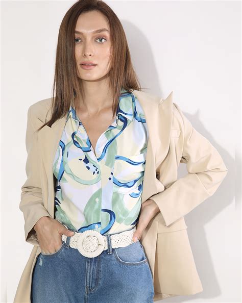 Blue Abstract Print Shirt