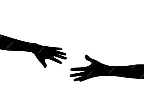 Premium Vector | Two hands are drawn to each other. Black silhouettes isolated on white background.