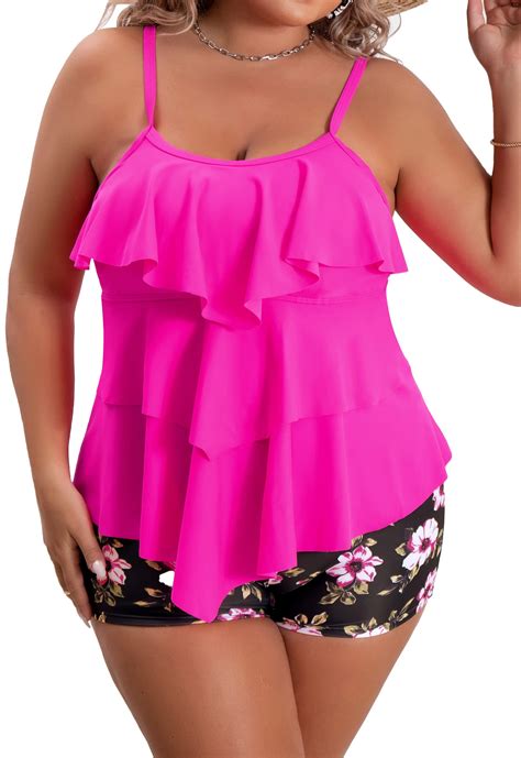 B2prity Women Plus Size Tankini Swimsuits Tummy Control 2 Piece Bathing ...